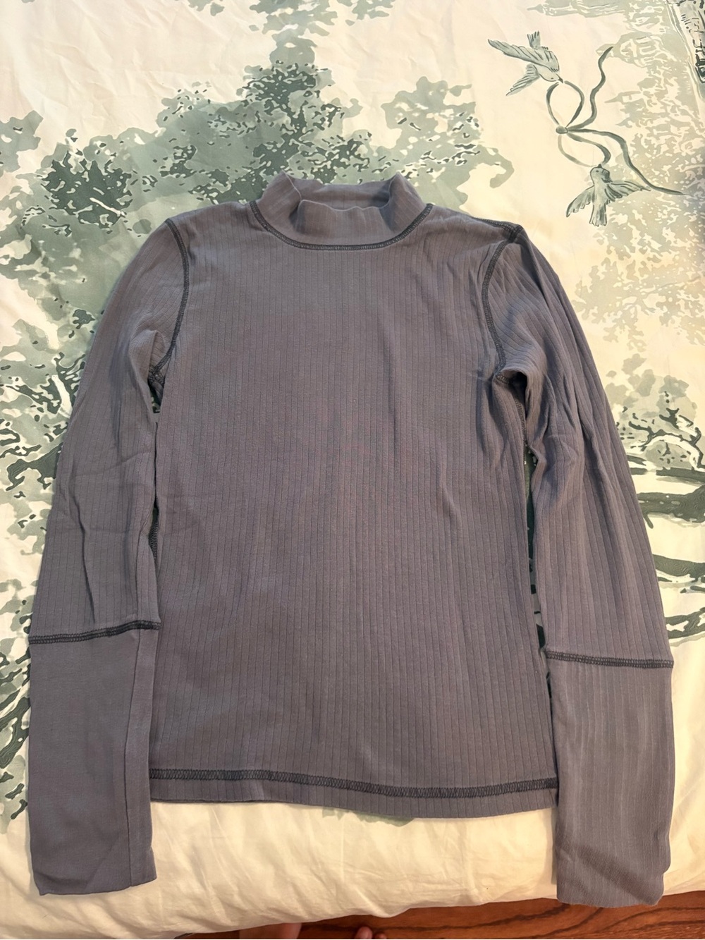 Free People Ribbed Long Sleeve Mock Neck Top - Gray
